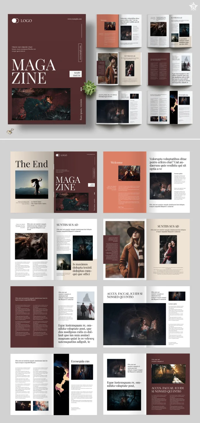 Customizable Adobe InDesign Magazine Layout by PixWork in A4