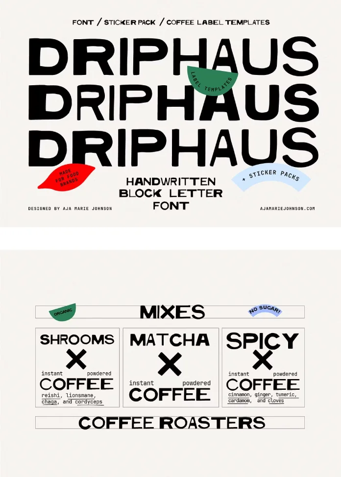 DRIPHAUS Typeface + Label Kit by Aja M Johnson (designartboard)