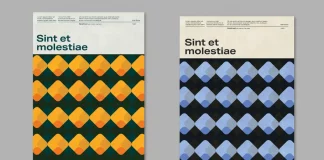 Swiss Design Style Poster Layout with Simple Pattern Background by BlackCatStudio for Adobe Illustrator