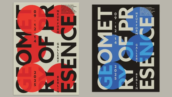 Modern Typographic Exhibition Flyer Template by Blackcatstudio for Adobe Illustrator