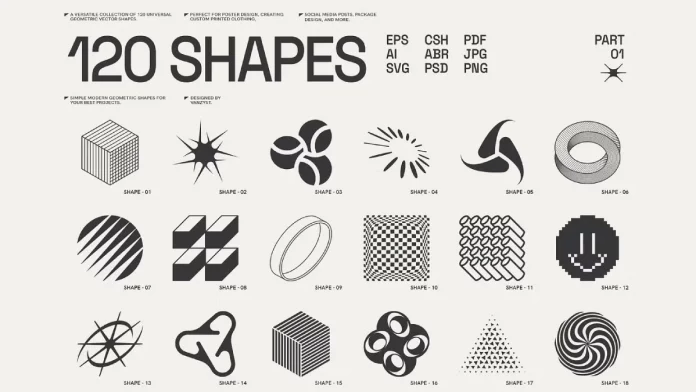 120 Abstract Geometric Vector Shapes by Vanzyst