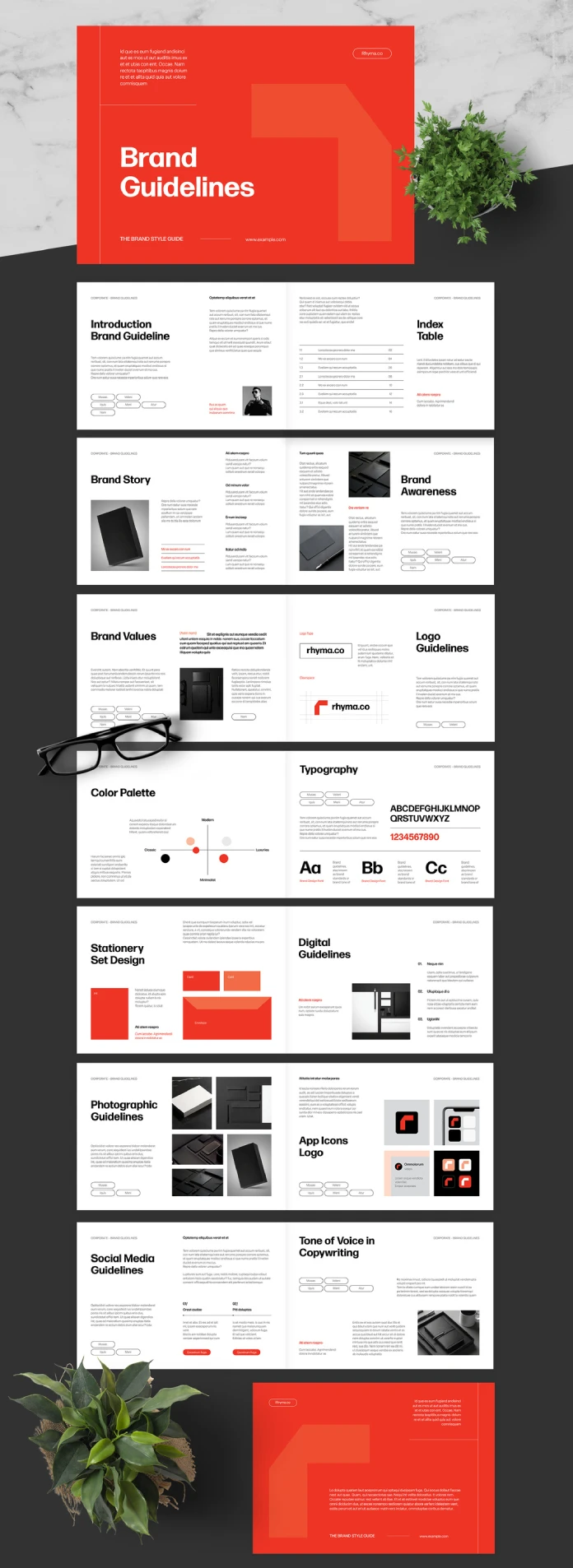 Adobe InDesign Brand Guidelines Template in A4 Landscape Layout by afahmy