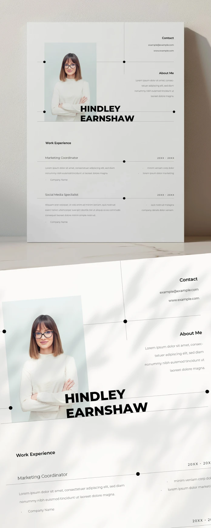Minimalist and Elegant Resume Template for Adobe Illustrator in US Letter and A4