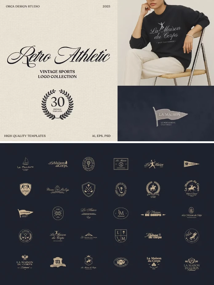 Retro Athletics Logo Kit (EPS, PSD) by Orca Design