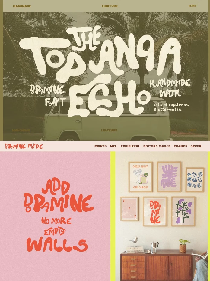 Topanga Echo Typeface by Laras Wonderland: A Bold Handwritten & Distorted Display Font with Countless Ligatures