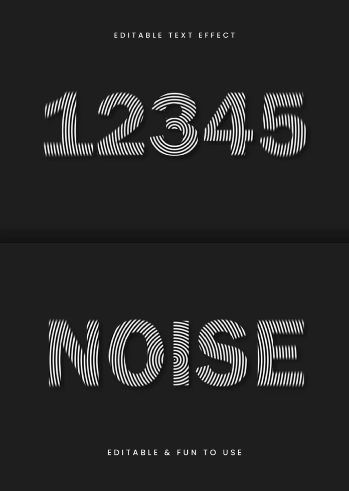 Adobe Illustrator Text Effect by Gstudio Templates of Black and White Circular Lines on Blurry Titles