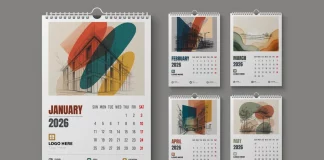Adobe InDesign Wall Calendar 2026 Template in A3 by ResumeInventor