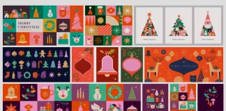 Cute Geometric Christmas Vector Graphics by Marina Zlochin