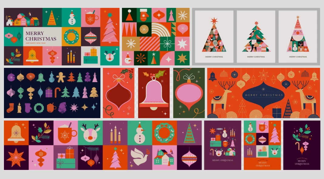 Cute Geometric Christmas Vector Graphics by Marina Zlochin Cute Geometric Christmas Vector Graphics by Marina Zlochin