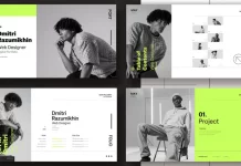 Modern and Minimalist Digital Portfolio Presentation with Green Accents by Wavebreak Media for Adobe InDesign