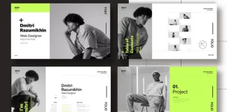 Modern and Minimalist Digital Portfolio Presentation with Green Accents by Wavebreak Media for Adobe InDesign