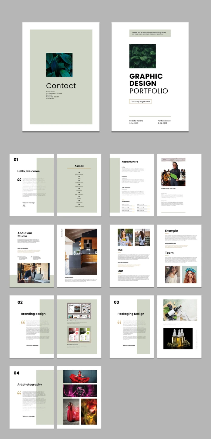 Adobe InDesign A4 Graphic Design Portfolio Brochure Template by PixWork