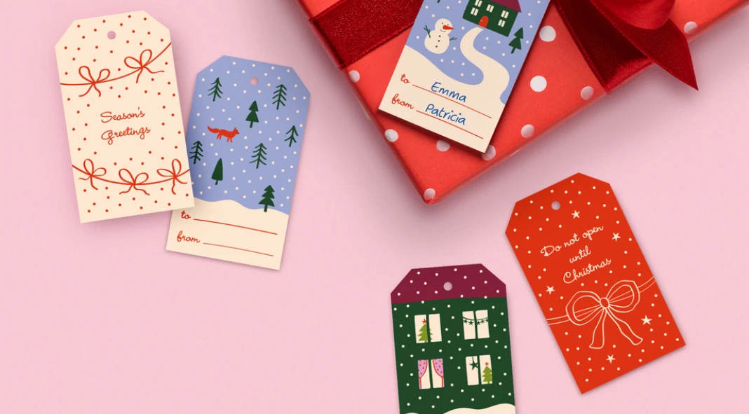 Customizable Cute Christmas Holiday Gift Tags for Adobe Illustrator