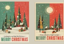 Merry Christmas Vintage Poster Design Template by Blackcatstudio for Adobe Photoshop.