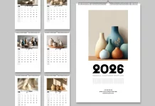 Minimalist Adobe InDesign Wall Calendar Design Template for 2026 by ContestDesign