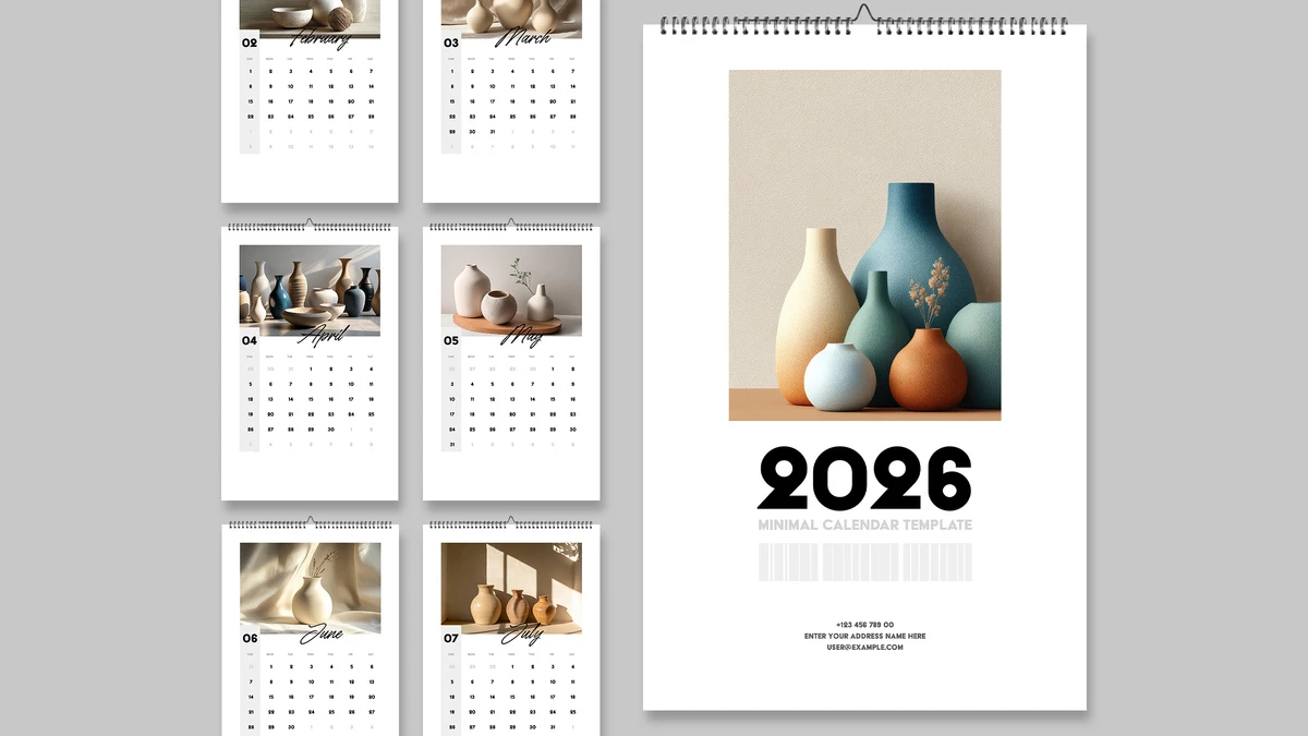 Minimalist Adobe InDesign Wall Calendar Design Template for 2026 by ContestDesign Minimalist Adobe InDesign Wall Calendar Design Template for 2026 by ContestDesign