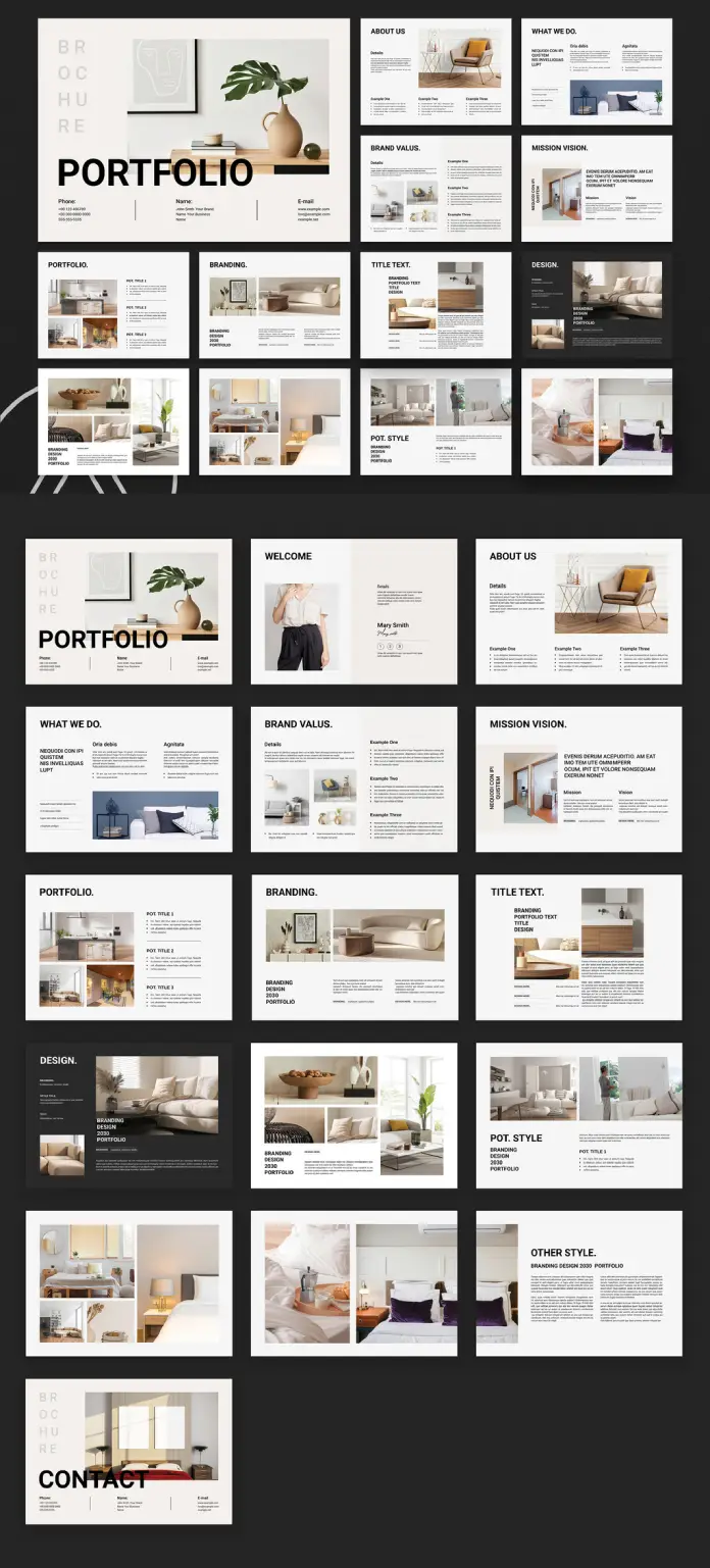 Adobe InDesign Brand Portfolio Landscape Brochure Template by PixWork