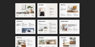 Adobe InDesign Brand Portfolio Landscape Brochure Template by PixWork