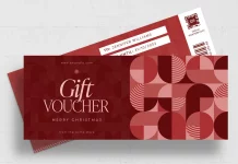 Christmas Gift Coupon Voucher Template: Retail Marketing with Geometric Sophistication Adobe InDesign Christmas Gift Certificate Coupon Voucher Template for Retail Marketing by BrandPacks