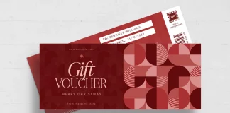Adobe InDesign Christmas Gift Certificate Coupon Voucher Template for Retail Marketing by BrandPacks