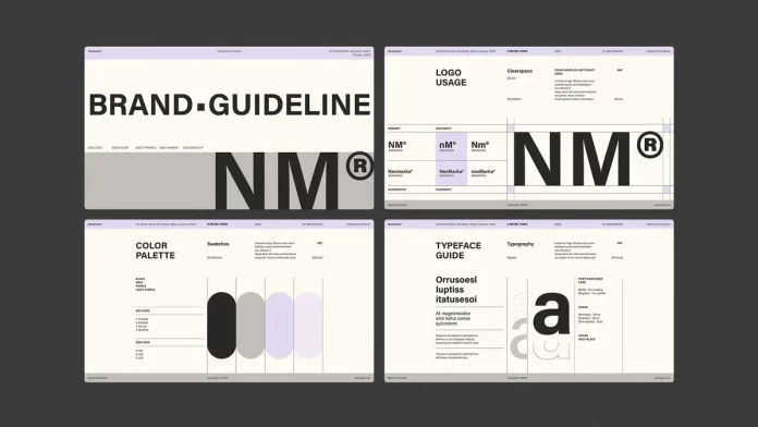 Clean Adobe InDesign Brand Guidelines Presentation Template with Purple and Gray Accents by RedGiant