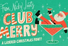 The Club Merry Layered Font by Nicky Laatz is the Quintessential Retro Christmas Typeface for Modern Designers Club Merry Layered Font, a Retro Christmas Typeface by Nicky Laatz