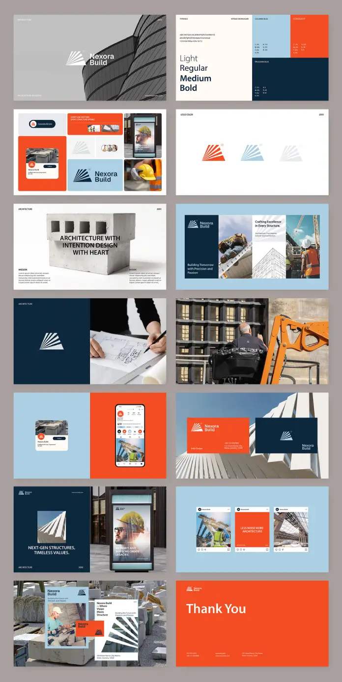 Minimalist Architecture Brand Guidelines Presentation Layout by GraphyPix for Adobe InDesign