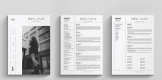 Minimalist Resum/CV and Cover Letter Template Design with Photo Space by RedGiant for Adobe InDesign