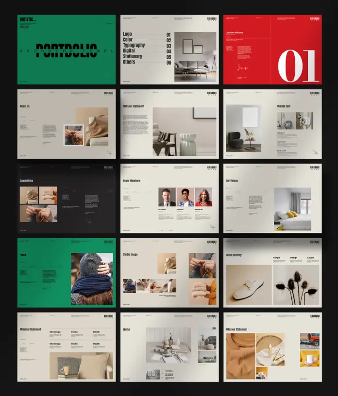 A4 Portfolio Brochure Template by PixWork for Adobe InDesign