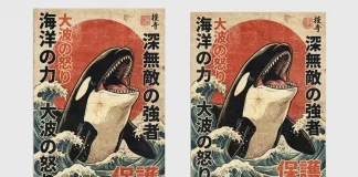 Japanese Vintage Style Retro Orca Poster: Unleashing the Raw Power of Nostalgic Marine Art Japanese Vintage Style Retro Orca Poster Layout by Blackcatstudio in A4 and US Letter.