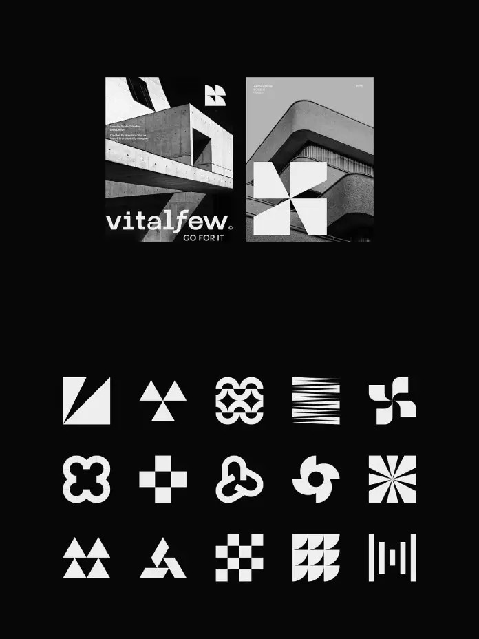Over 100 Geometric Logo Marks as Editable Vector Graphics by Nowshinz Shoma