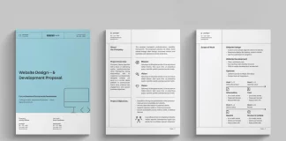 This digital business proposal layout by RedGiant is available as an Adobe InDesign template in A4.