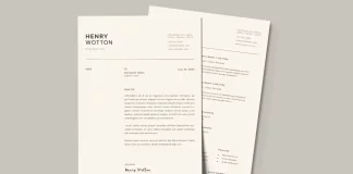 Clean Adobe InDesign Resume and Cover Letter Template for Job Seekers by Designcy Studio.