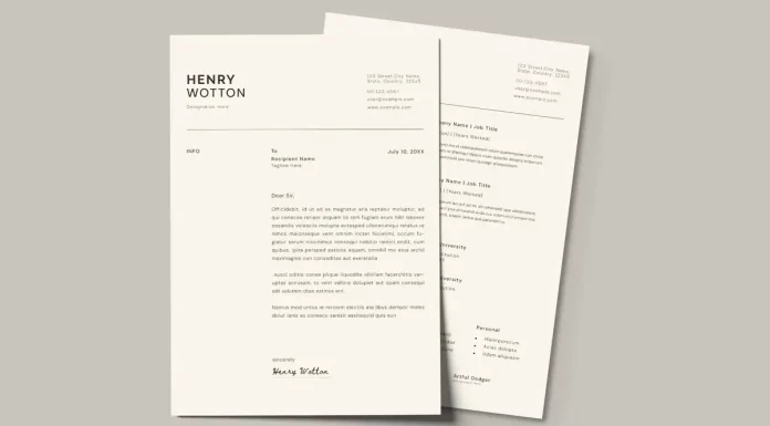 Clean Adobe InDesign Resume and Cover Letter Template for Job Seekers by Designcy Studio.