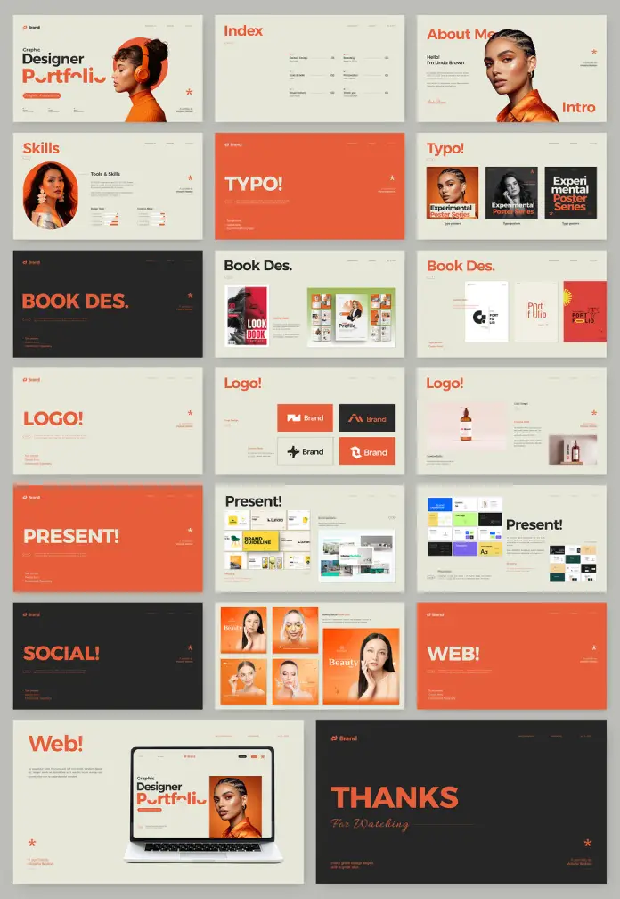 Graphic Designer Portfolio Presentation Template by GraphyPix for Adobe InDesign Layouts