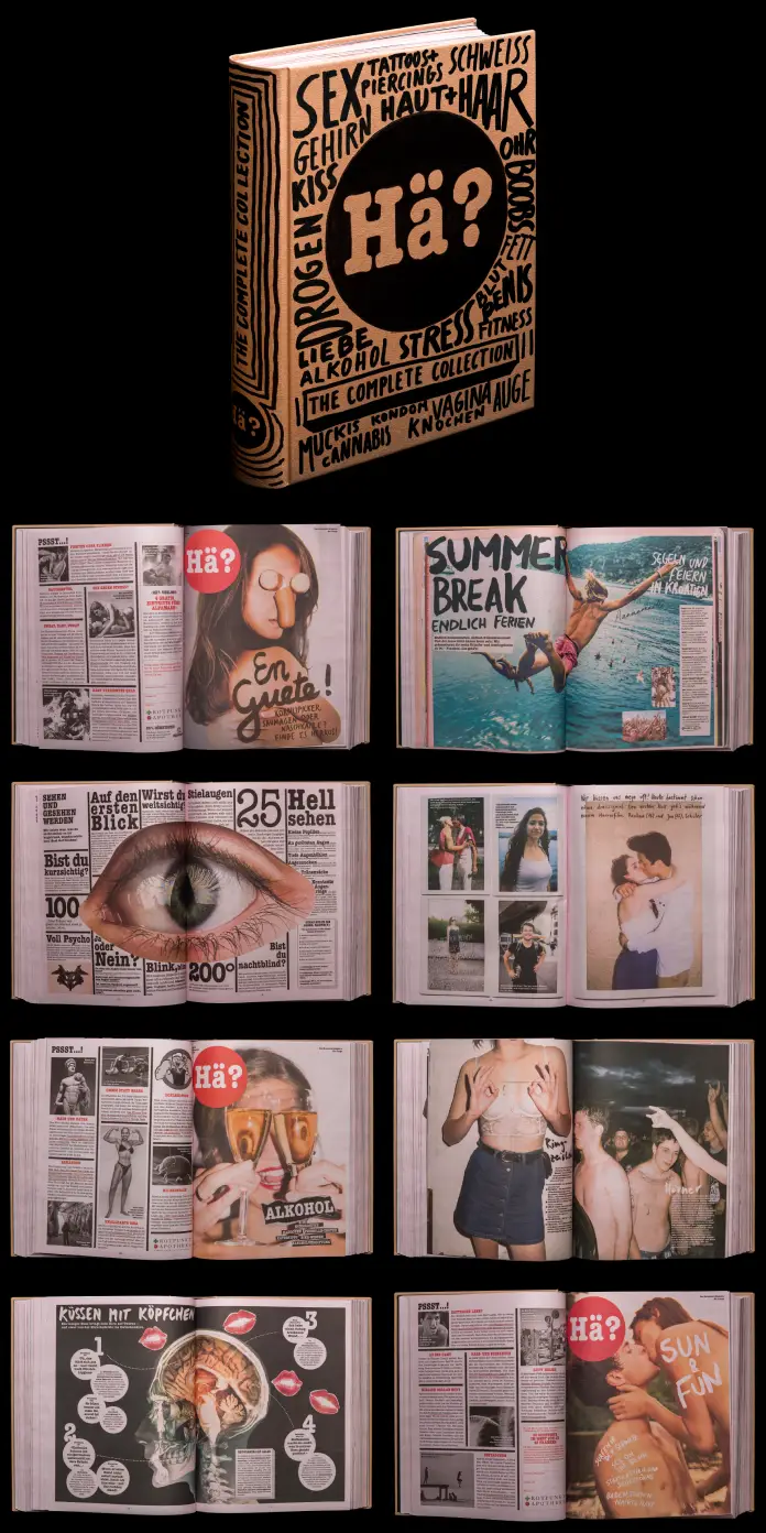 Hä? Magazine, 1000+ pages hardcover book, art directed by studio marcus kraft.