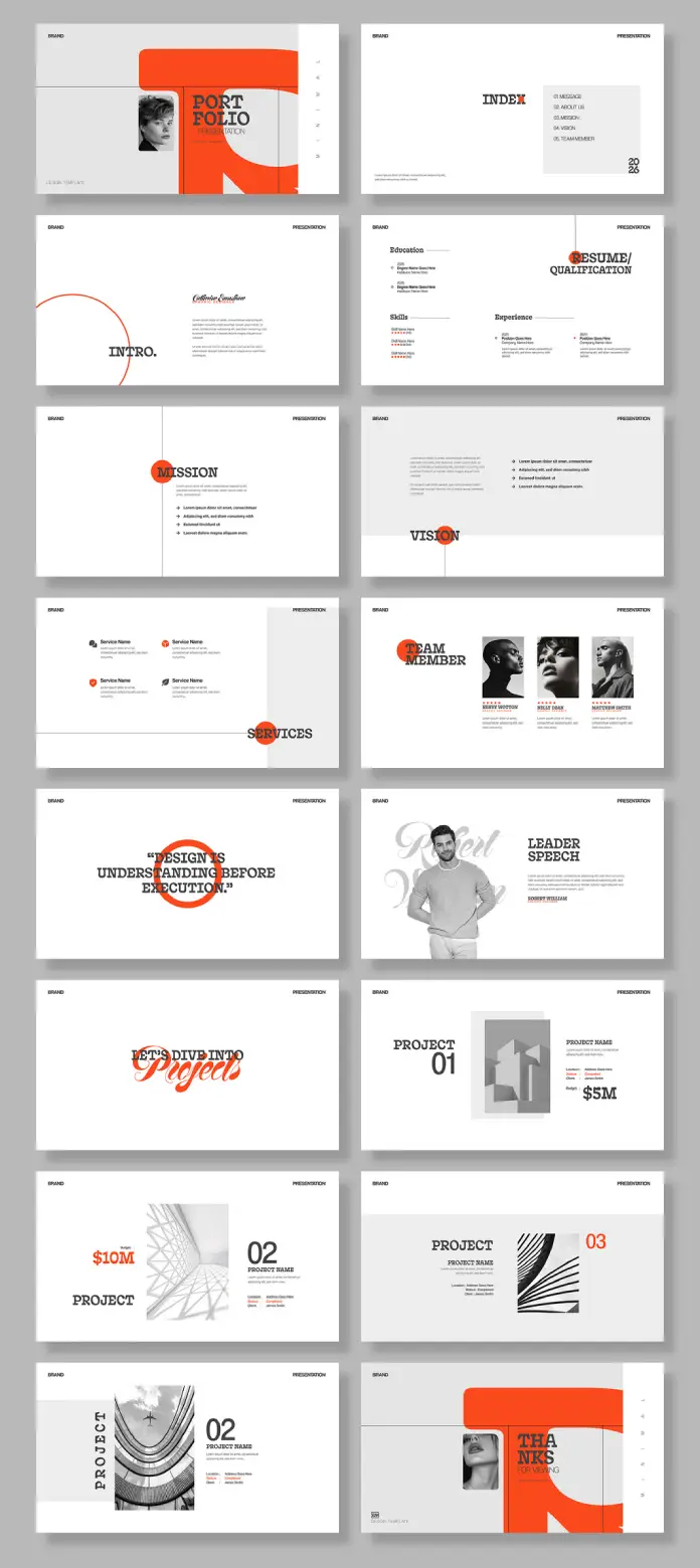 Minimalist Portfolio Presentation Template by ContestDesign for Adobe Illustrator.