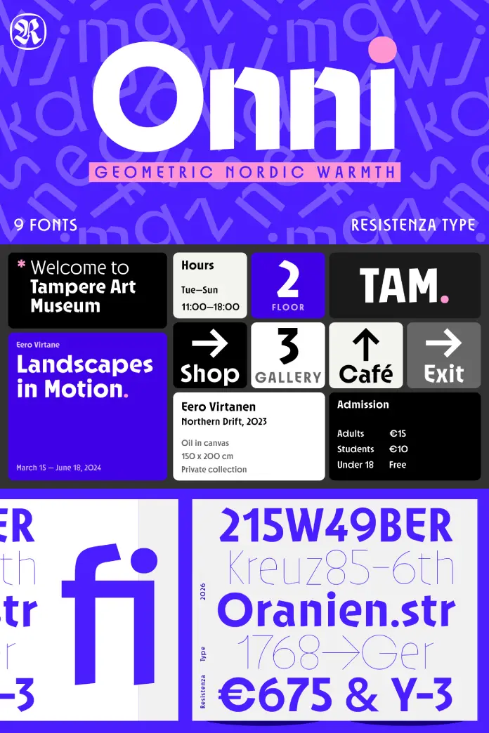 Onni font family by Resistenza