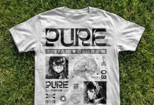 PSD t-shirt Photoshop mockup lying on grass by Pixelbuddha Studio in a high resolution