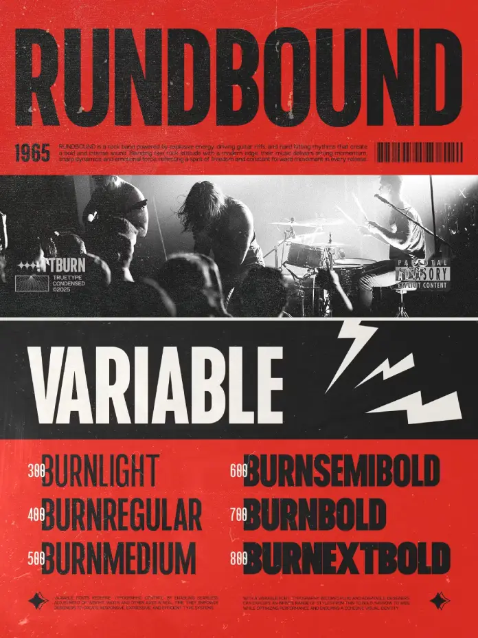 TRT Burn font family by truetype