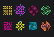 Set of Abstract Geometric Vector Shapes of Bold Colors and Gradients by Oleg R.