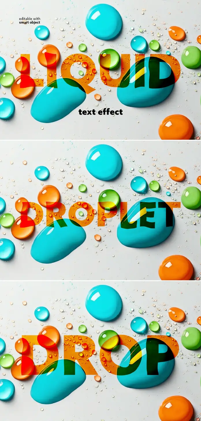 Water Droplets Text Effect Mockup for Adobe Photoshop by Grkic Creative
